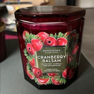 Scentworx candle Cranberry Balsam 3 wick jar candle NEW